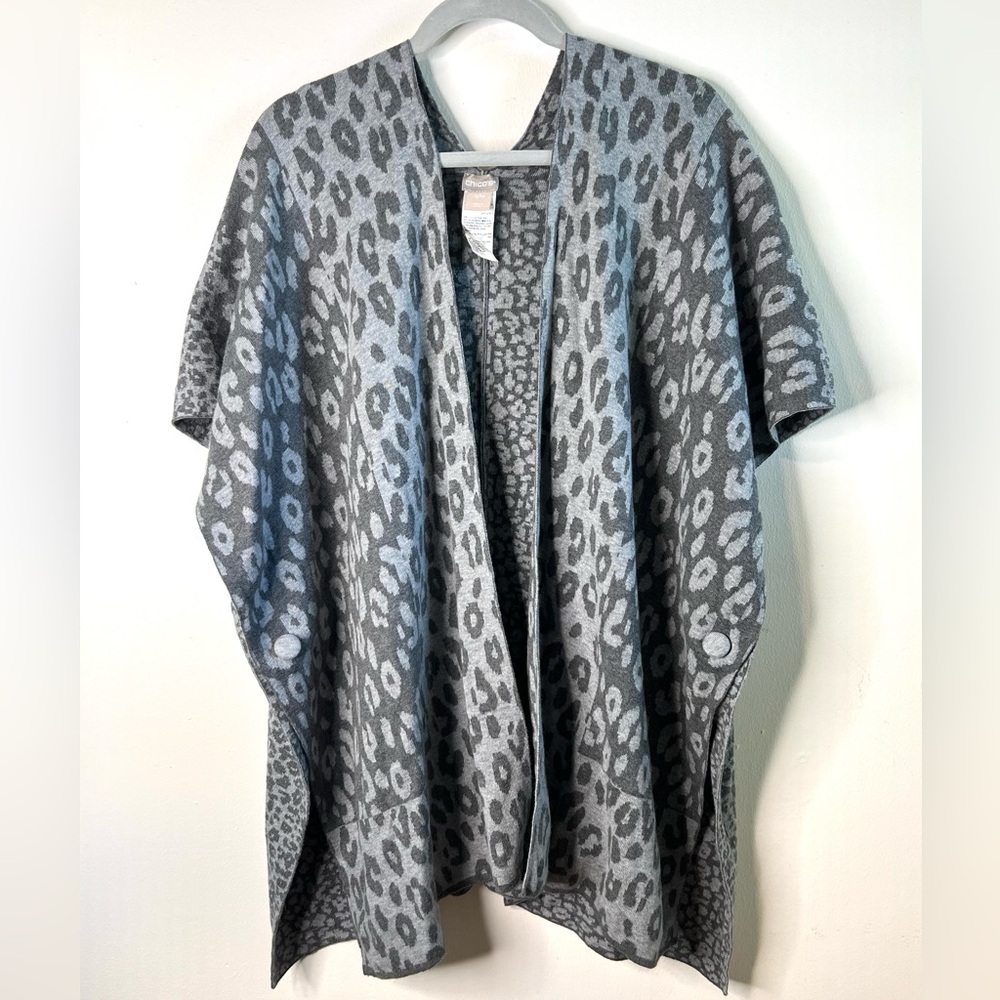 Chico's Charcoal Animal Print Poncho